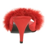 Red 8 cm AMOUR-03 Marabou Feathers Mules Shoes