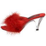 Red 8 cm BELLE-301F Marabou Feathers Mules Shoes