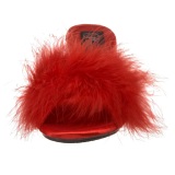 Red 8 cm BELLE-301F Marabou Feathers Mules Shoes