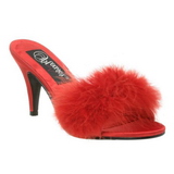 Red Feathers 8 cm AMOUR-03 High Women Mules Shoes for Men