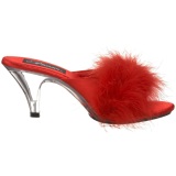 Red Feathers 8 cm BELLE-301F High Women Mules Shoes for Men