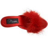 Red Feathers 8 cm BELLE-301F High Women Mules Shoes for Men