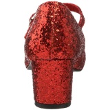 Red Glitter 5 cm SCHOOLGIRL-50G Pumps Mary Jane