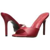 Red Leatherette 10 cm CLASSIQUE-01 big size mules shoes