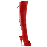 Red Leatherette 15 cm DELIGHT-3019 Platform Thigh High Boots