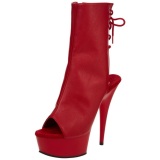 Red Matte 15 cm DELIGHT-1018 Platform Ankle Calf Boots