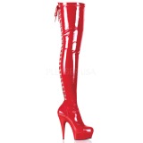 Red Patent 15,5 cm DELIGHT-3063 Platform Thigh High Boots
