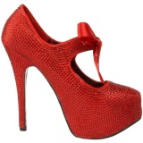 Red Rhinestone 14,5 cm Burlesque TEEZE-04R Platform Pumps Women Shoes