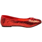 Red STAR-16G glitter flat ballerinas womens shoes