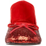 Red STAR-16G glitter flat ballerinas womens shoes