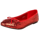 Red STAR-16G glitter flat ballerinas womens shoes