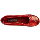 Red STAR-16G glitter flat ballerinas womens shoes