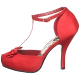 Red Satin 12 cm retro vintage CUTIEPIE-12 Pumps with low heels