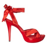 Red Satin 13 cm COCKTAIL-568 High Heeled Sandal Shoes