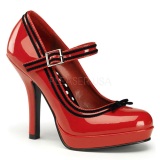 Red Shiny 12 cm PINUP SECRET-15 Mary Jane Platform Pumps