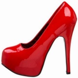 Red Shiny 14,5 cm Burlesque BORDELLO TEEZE-06 Platform Pumps