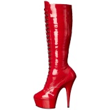 Red Shiny 15,5 cm DELIGHT-2023 Platform Knee Boots