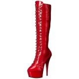 Red Shiny 15,5 cm DELIGHT-2023 Platform Knee Boots