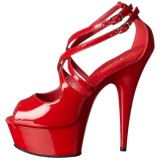 Red Shiny 15 cm Pleaser DELIGHT-612 Platform Pumps