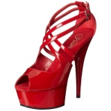 Red Shiny 15 cm Pleaser DELIGHT-612 Platform Pumps