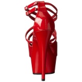 Red Shiny 15 cm Pleaser DELIGHT-612 Platform Pumps