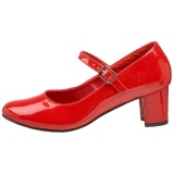 Red Shiny 5 cm SCHOOLGIRL-50 Low Heeled Classic Pumps Shoes