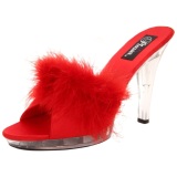 Red Transparent 13 cm Fabulicious LIP-101-8 Platform High Mules