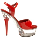 Red Transparent 15 cm CAPTIVA-609 High Heels Platform