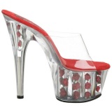 Red Transparent 18 cm ADORE-701FL Platform High Mules