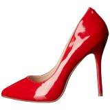 Red Varnished 13 cm AMUSE-20 pointed toe stiletto pumps