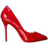 Red Varnished 13 cm AMUSE-20 pointed toe stiletto pumps