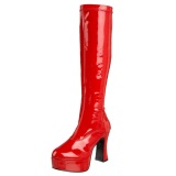 Red platform boots patent 10 cm - 70s years hippie disco gogo kneeboots chunky