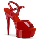 Red sandals platform 15 cm EXCITE-609 pleaser high heels sandals