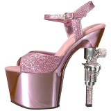 Rose 18 cm Pleaser REVOLVER-709G High Heels Chrome Platform