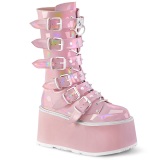 Rose Hologram 9 cm DAMNED-225 womens buckle boots with platform