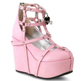 Rose Leatherette 13 cm POISON-25-2 lolita ankle boots wedge platform