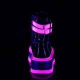 Rose neon 5 cm SLACKER-52 cyberpunk platform ankle boots