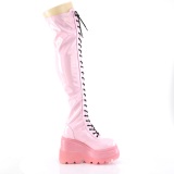 Roze Patent 11,5 cm SHAKER-374-1 overknee boots with laces