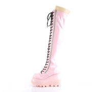 Roze Patent 11,5 cm SHAKER-374 overknee boots with laces