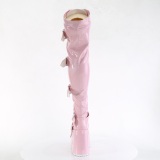 Roze Patent 13 cm CAMEL-305 overknee boots with laces