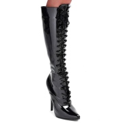 Shiny patent knee high boots 16 cm - pointed toe lace up stiletto boots