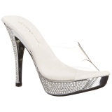 Silver 11,5 cm ELEGANT-401 Rhinestones platform mules womens