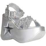 Silver 13 cm Demonia DYNAMITE-02 lolita sandals wedge sandals