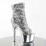 Silver 18 cm ADORE-1008SQ womens sequins ankle boots