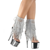 Silver 18 cm ADORE-1017RSF womens fringe ankle boots high heels