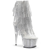 Silver 18 cm ADORE-1017SRS womens fringe ankle boots high heels