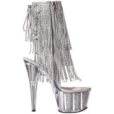 Silver 18 cm ADORE-1017SRS womens fringe ankle boots high heels