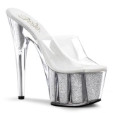 Silver 18 cm ADORE-701G Glitter Platform High Mules