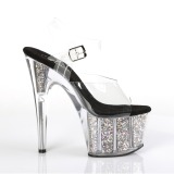 Silver 18 cm ADORE-708CG glitter platform high heels shoes