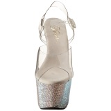 Silver 18 cm Pleaser BEJEWELED-708DM Rhinestone Platform High Heels